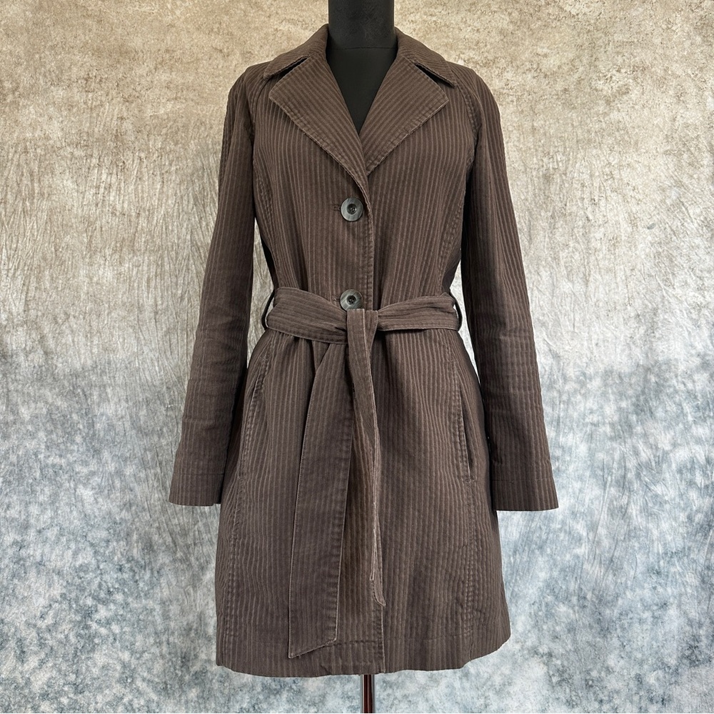 J. Jill brown Pinstripe Trench Coat